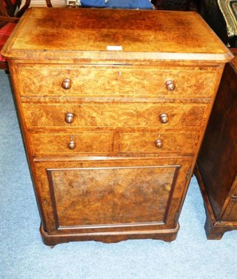 Lot 1139 - A Victorian Figured Walnut and Boxwood Strung Secretaire/Music Cabinet, 3rd quarter 19th...