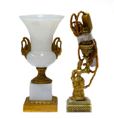 Lot 247 - A French gilt metal mounted opaline glass vase...