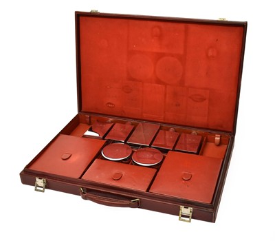 Lot 2311 - Hermes Burgundy Leather Hinged Travelling Case,...