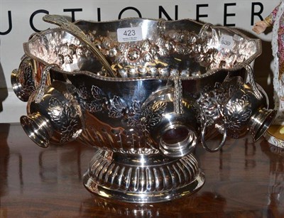 Lot 423 - Large plated punch bowl with cups and ladle