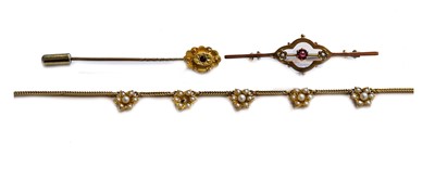 Lot 144 - An Edwardian split pearl necklace, clasp...