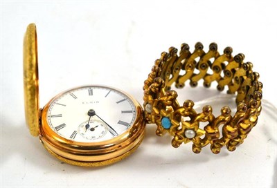 Lot 429 - 14ct gold fob watch with engraved case