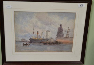 Lot 432 - J.S. Sharpe (Early 20th century) Goole Docks, signed, watercolour, 26cm by 36.5cm