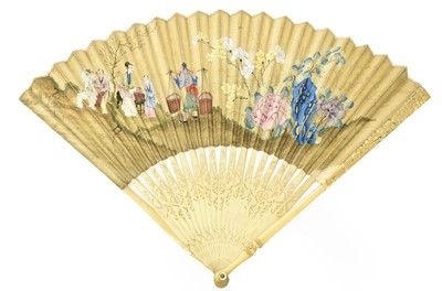 Lot 2153 - Circa 1750 English Fan, with carved and...
