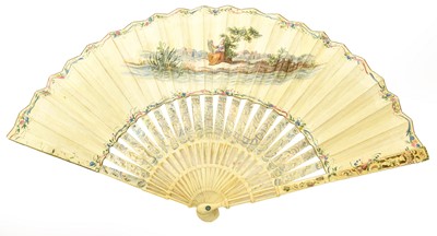 Lot 2150 - Circa 1750 French Baton Fan, with carved,...
