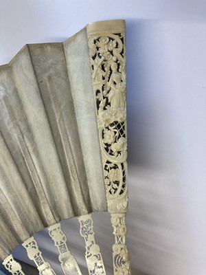 Lot 2147 - Circa 1750 English Ivory Fan, the sticks and...