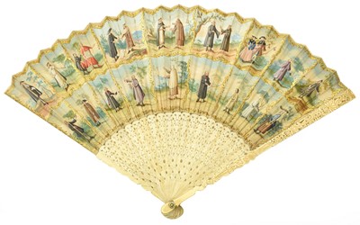 Lot 2144 - Circa 1750 Unusual Ivory Fan with carved,...