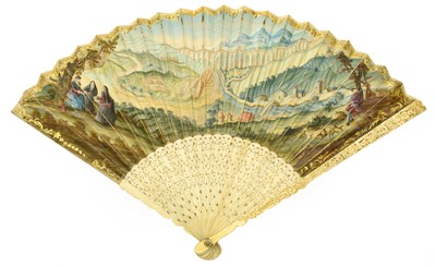 Lot 2144 - Circa 1750 Unusual Ivory Fan with carved,...