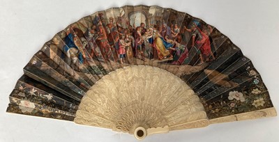 Lot 2157 - Circa 1750 Ivory Fan, with carved and pierced...