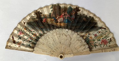 Lot 2157 - Circa 1750 Ivory Fan, with carved and pierced...