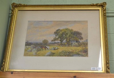 Lot 439 - James Walsham Baldock (1822-1898) Figures collecting the harvest, signed and dated 1867,...