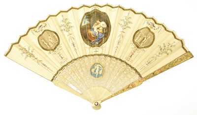 Lot 2141 - A Circa 1775 Ivory Fan with painted, embossed,...