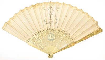 Lot 2141 - A Circa 1775 Ivory Fan with painted, embossed,...