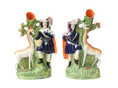 Lot 132 - A Pair of Staffordshire Pottery Spill Vases,...