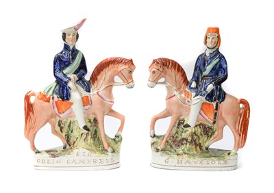 Lot 38 - A Pair of Staffordshire Pottery Figures of Sir...