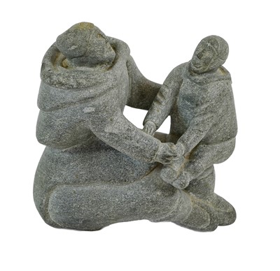 Lot 326 - A 20th Century Inuit Soapstone Figure Group,...