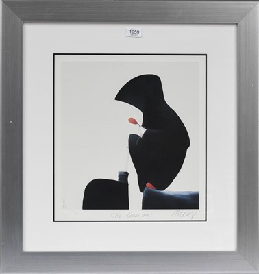 Lot 1059 - Mackenzie Thorpe (b.1956) "She Loves Me"...