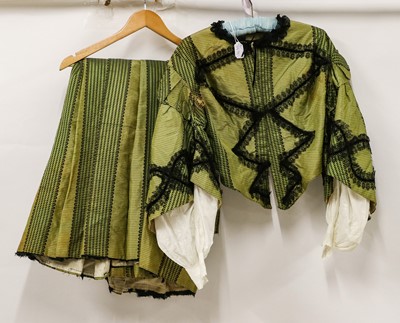 Lot 2040 - 19th Century Green and Black Striped Silk...