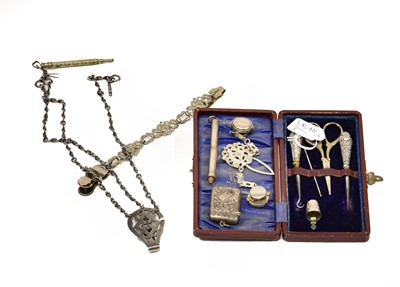 Lot 2114 - Sewing Tools in a Fitted Case comprising two...