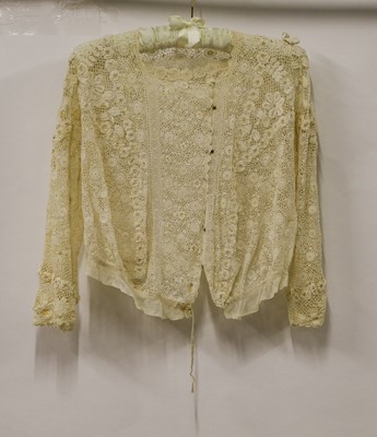 Lot 2045 - An Edwardian Irish Crochet Lace Blouse with...