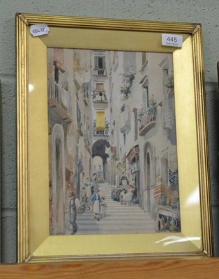 Lot 445 - Mapuano, Italian School, Italian street scene, signed, watercolour