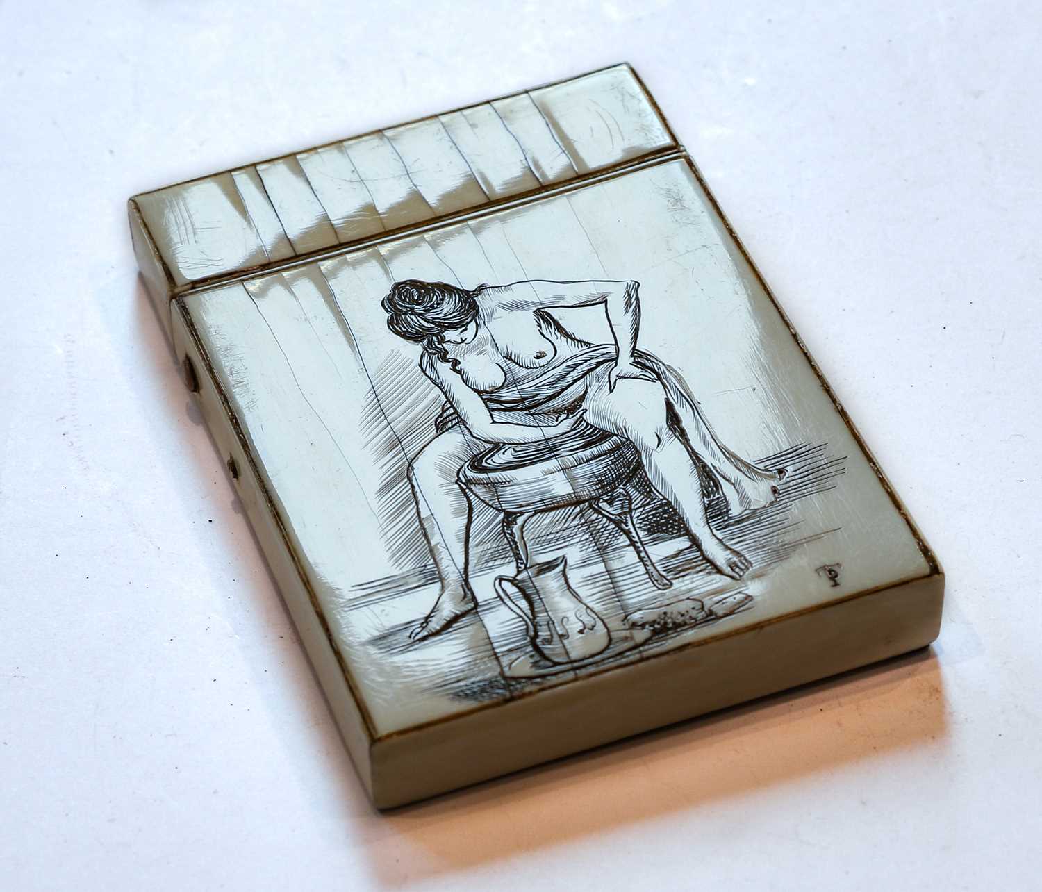 Lot 40 - An Ivory Veneered Erotic Card-Case, First...