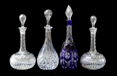Lot 236 - A pair of shaft and globe glass decanters; two...