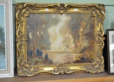 Lot 453 - Mostyn, Figures in a country landscape, signed, oil on canvas