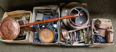 Lot 480 - Four boxes containing assorted metalwares...