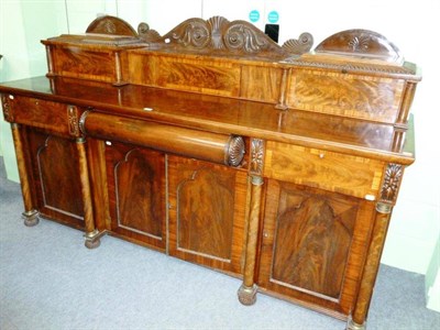 Lot 1144 - An Impressive Mahogany Sideboard, circa 1830, with superstructure and column supports above...