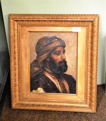 Lot 457 - Follower of George Frederick Lewis (1805-1876) A head study of an Arabian man, oil on canvas,...