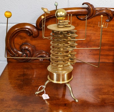 Lot 490 - A brass Orrery model of the solar system