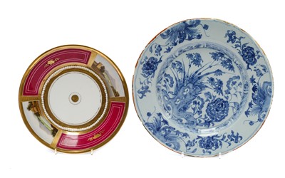 Lot 256 - An 18th century Delft blue and white plate;...