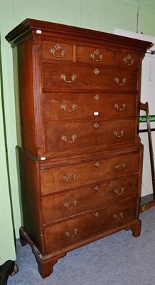 Lot 1145 - A George III Mahogany Chest on Chest, circa 1800, the cavetto cornice above three short and...