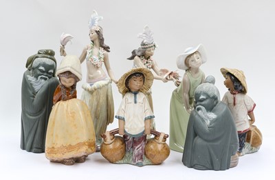 Lot 260 - A group of eight Lladro figures, including a...