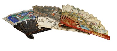 Lot 295 - A late 19th century Cantonese fan, the leaf...