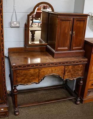 Lot 1107 - A George V burr walnut mahogany and kingwood...