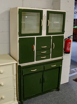 Lot 1270 - A 1950s painted kitchen unility cabinet, 106cm...