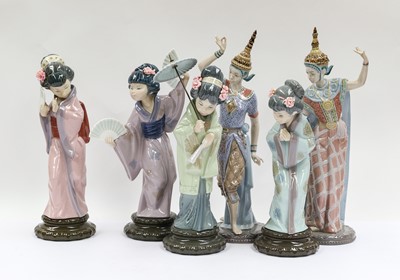 Lot 262 - A group of six Asian Lladro figures, including...