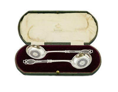 Lot 44 - A Cased Pair of George V Silver Sifting-Spoons,...