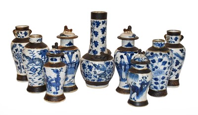 Lot 284 - A collection of twelve Chinese crackle glazed...