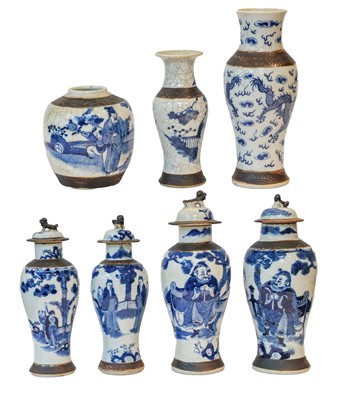 Lot 299 - Seven various 20th century Chinese crackle...