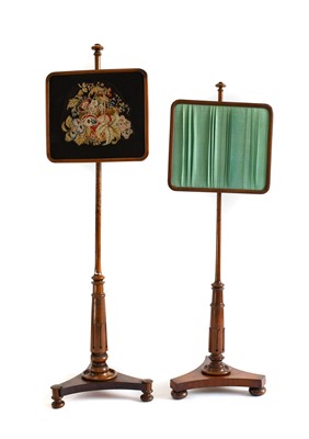 Lot 811 - Two Similar William IV Mahogany Pole Screens,...