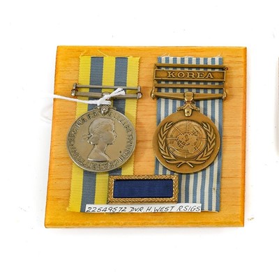 Lot 8 - A Korea Medal and UN Korea Medal, awarded to...