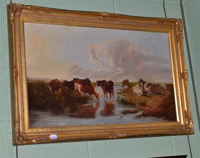 Lot 487 - A framed oil of a cattle scene after TS Cooper