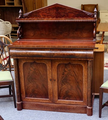 Lot 1257 - A Victorian figured mahogany chiffoniere with...