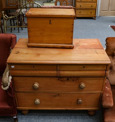 Lot 1249 - A Victorian pine three height chest of drawers,...