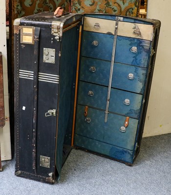 Lot 1264 - A fitted wardrobe steamer trunk, 120cm by 56cm...