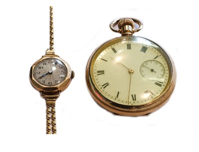 Lot 133 - Ladies 9ct gold wristwatch and gold plated...