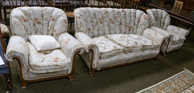 Lot 1138 - An Art Deco upholstered three piece suite...